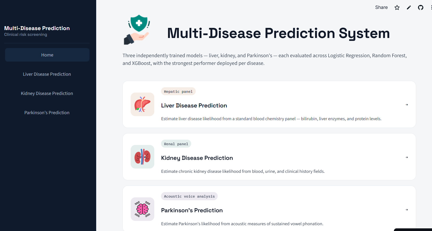 Multi-Disease Prediction System